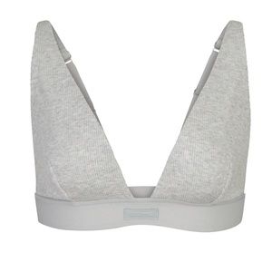 SKIMS COTTON RIB PLUNGE BRALETTE | LIGHT HEATHER GREY